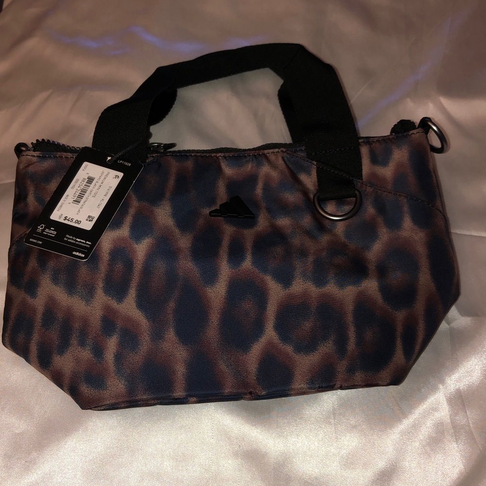 adidas Premium Mini Tote Leopard Black Earth Strata Black + Crossbody Strap NWT